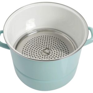 Kenmore Broadway Steamer Stock Pot with Insert and Lid, 16-Quart, Glacier Blue