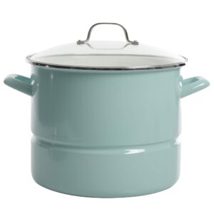 Kenmore Broadway Steamer Stock Pot with Insert and Lid, 16-Quart, Glacier Blue