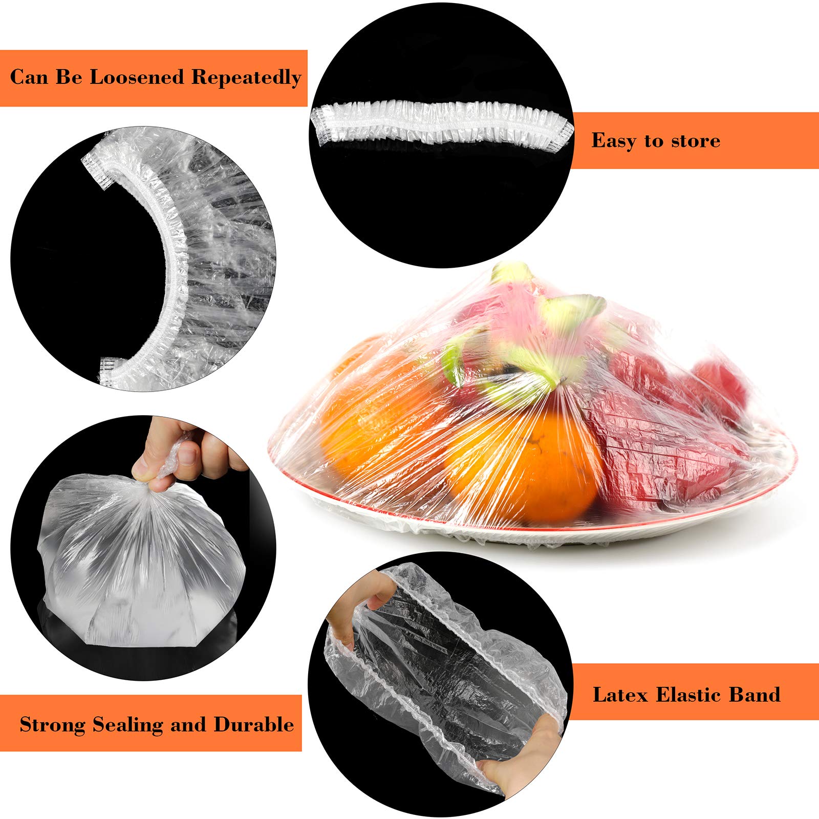 Elastic Food Storage Covers (100 Covers) - Reusable Stretch Plastic Wrap Bowl Covers – Transform Dishes, Aluminum Cans or Cooking Pans into Food Storage Containers