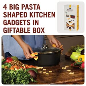 Pasta Grande - Fun Pasta Shaped Silicone Kitchen Tools in a Gift Box / 4 of our Pasta-shaped kitchen gadgets in one festive giftbox/Farfalloni, Ravioli, Penneli & Mafaldine/by Monkey Business