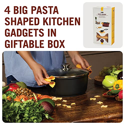 Pasta Grande - Fun Pasta Shaped Silicone Kitchen Tools in a Gift Box / 4 of our Pasta-shaped kitchen gadgets in one festive giftbox/Farfalloni, Ravioli, Penneli & Mafaldine/by Monkey Business