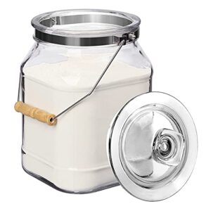 daitouge 1.3 gallon wide mouth glass jars with lids, heavy duty glass canisters with lids, canning jars with removable & rotatable wooden handle, 1 pack