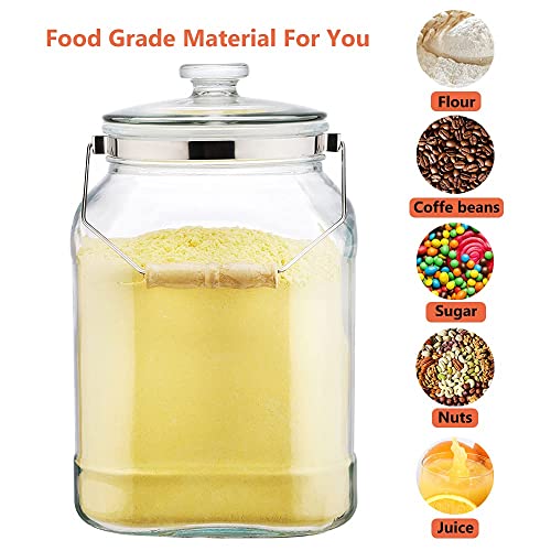 Daitouge 1.3 Gallon Wide Mouth Glass Jars with Lids, Heavy Duty Glass Canisters with Lids, Canning Jars with Removable & Rotatable Wooden Handle, 1 Pack