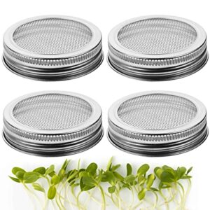 sprouting lids, 304 stainless steel sprouting lids for wide mouth mason jars, sprout mesh lids