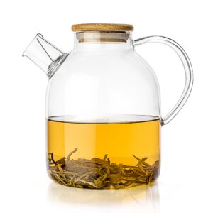 tealyra - glass stove-top kettle 60-ounce - teapot - heat resistant borosilicate - pitcher - carafe - no-dripping - for tea juice water - hot or iced - 1800ml