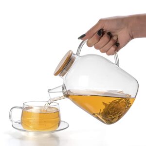 Tealyra - Glass Stove-top Kettle 60-ounce - Teapot - Heat Resistant Borosilicate - Pitcher - Carafe - No-Dripping - For Tea Juice Water - Hot or Iced - 1800ml