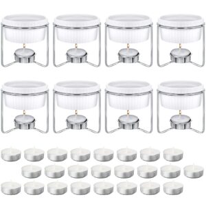 40 pieces ceramic butter warmers set 8 pieces butter warmers butter melter with 32 pieces tea light candles food warmer candle for chocolate seafood fondue dishwasher safe microwave safe oven safe