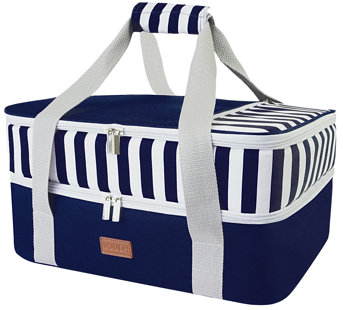 Double Insulated Casserole Carrier Bag - Casserole Dish Carrier, Hot & Cold Food Carry Bag Potluck Parties, Lasagna Holder Tote for Picnics,Beaches,Traveling or Gifts, Fits 9”x13” Baking Dish (Blue)