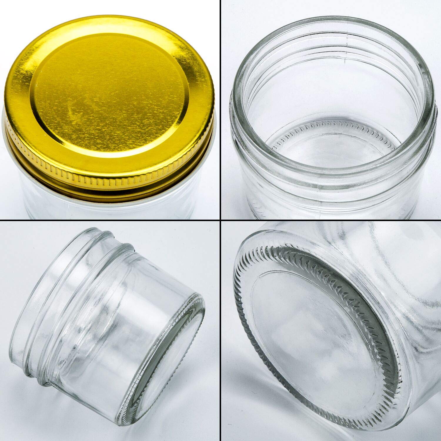 Encheng 4 oz Clear Glass Jars With Lids(Golden),Small Spice Jars For Herb,Jelly,Jams,Wide Mouth Mason Jars Canning Jars For Kitchen Storage 20 Pack