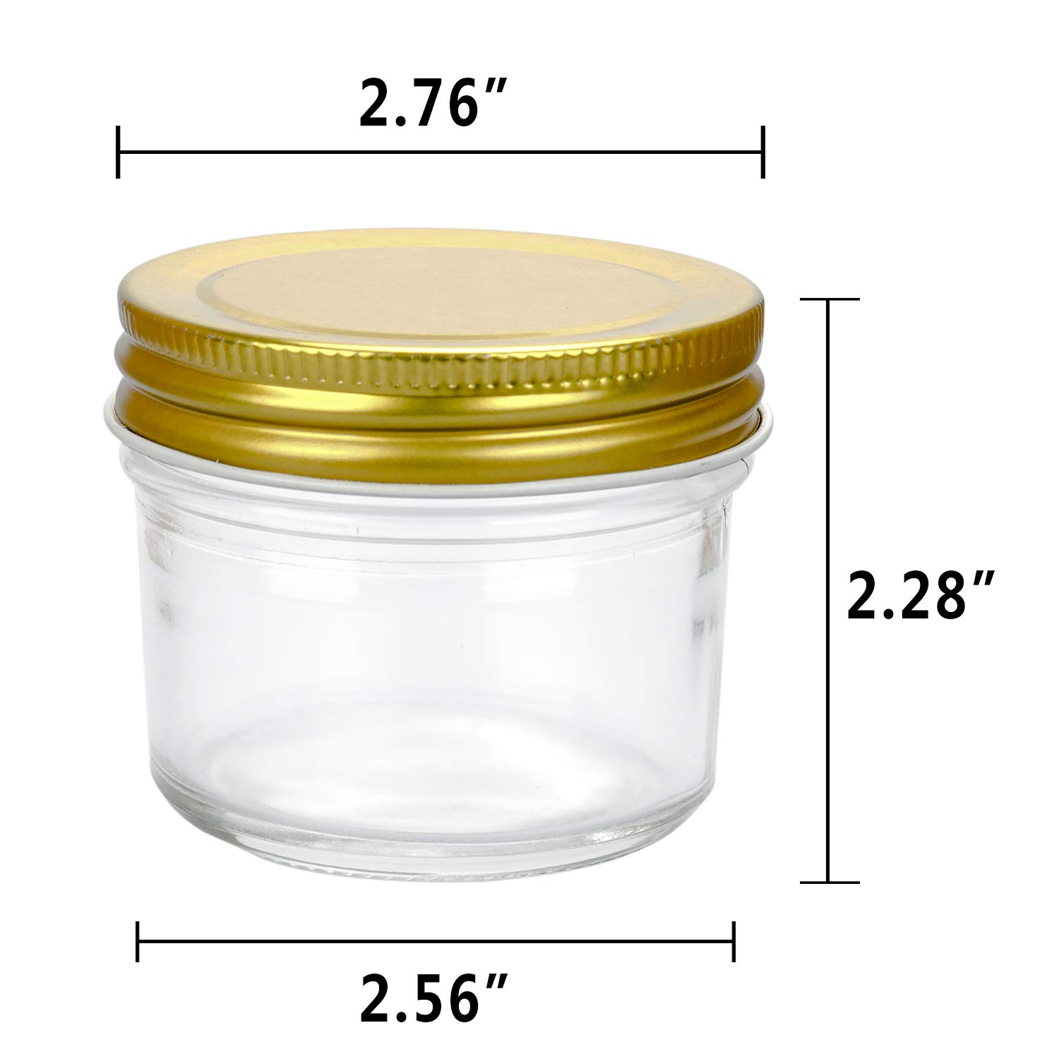 Encheng 4 oz Clear Glass Jars With Lids(Golden),Small Spice Jars For Herb,Jelly,Jams,Wide Mouth Mason Jars Canning Jars For Kitchen Storage 20 Pack