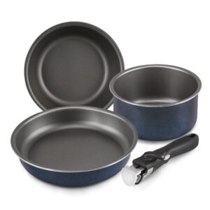 shineuri 4 pieces removable handle cookware stackable pots and pans set, nonstick pot and pan set for home & camping, dishwasher/oven safe - 2qt /8inch /9.5inch