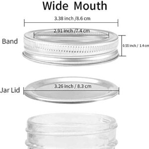 60Pcs Wide Mouth Mason Jar Canning Rings, Replacement Rings or Tops Durable & Rustproof Tinplate Metal Bands/Rings for Mason Jar (Silver/87 MM)