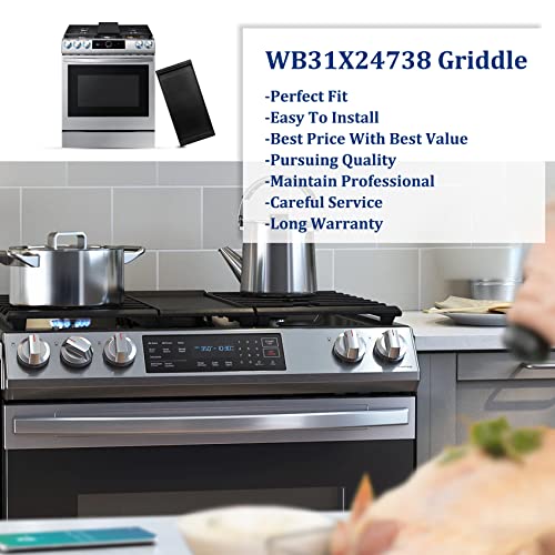UPGRADED WB31X24738 Griddle Replacement for ge Appliance Gas Range Part,WB31X24998 Gas Stove Top Griddle Compatible With ge Gas Stove Top Parts, Free Standing Range Center Griddle Flat Top Pan