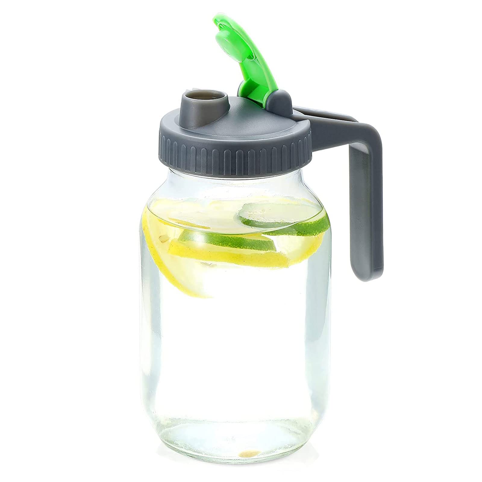 Mason Jar Pour Spout Lid, Wide Mouth Mason Jar with Handle Airtight & Leak-proof Seal Easy Pouring Spout, Mason Jar Flip Cap Lid with Handle, Jar Not Included (86mm)