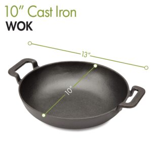 Cuisinart CCW-800, Pre-seasoned Cast Iron Grilling Wok, 10"