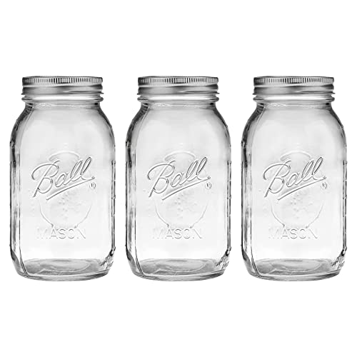 6 Count Mason Jar-32 oz. Clear Glass Wide Mouth