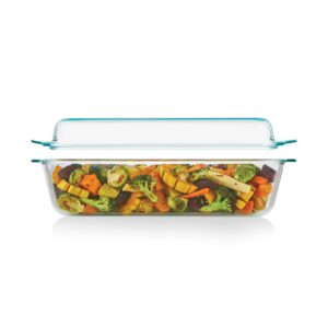 pyrex deep 5.2-qt (9"x13") 2-in-1 glass baking dish with glass lid, extra large rectangular baking pan for casserole & lasagna, dishwasher, freezer, microwave and pre-heated oven safe