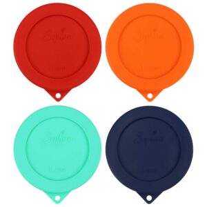 sophico 1 cup round silicone storage cover lids replacement for anchor hocking and pyrex 7202-pc glass bowls (container not included) (mix - 4 pack)