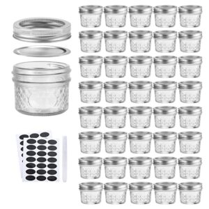 4oz / 120ml mason jars glass canning jars, jelly jars with regular lids, ideal for honey,jam,wedding favors,shower favors, set of 40