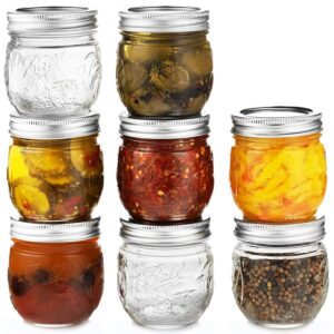 sewanta wide mouth mason jars 16 oz [11 pack] with mason jar lids and bands, mason jars 16 oz - for canning, fermenting, pickling - jar décor - microwave/freeze/dishwasher safe.
