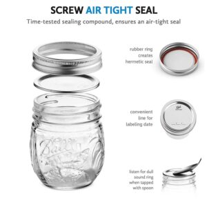 SEWANTA Wide Mouth Mason Jars 16 oz [11 Pack] With mason jar lids and Bands, mason jars 16 oz - For Canning, Fermenting, Pickling - Jar Décor - Microwave/Freeze/Dishwasher Safe.