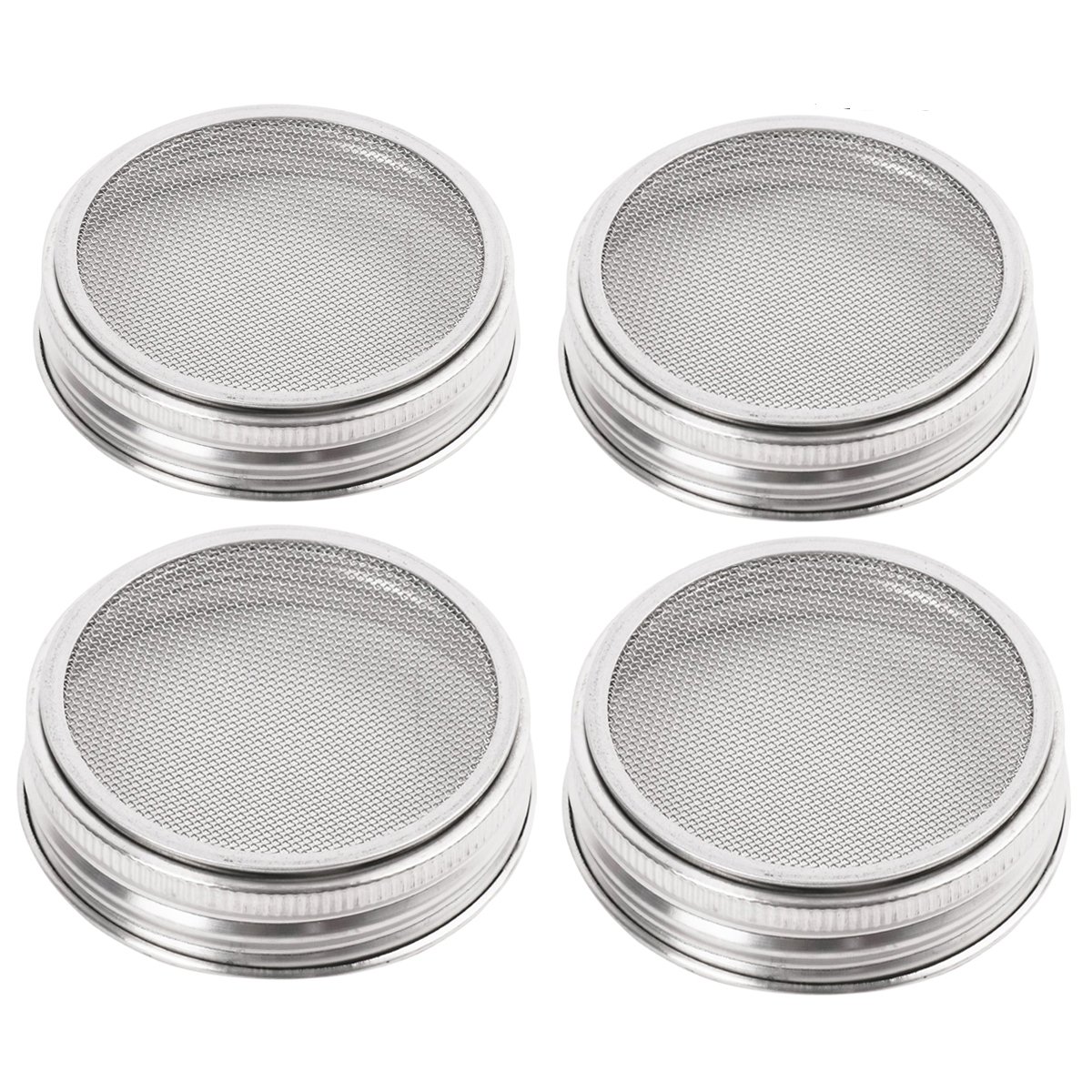 4 Pack Stainless Steel Sprouting Jar Strainer Lids - Regular Mouth Mason Jar Screen Sprouting Kit Lids - for Growing Bean, Broccoli, Alfalfa, Salad Sprouts and More