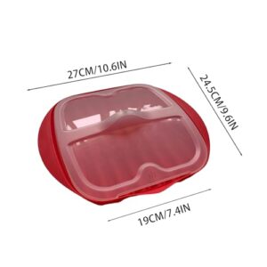 newkaijian Microwave Bacon Tray with Splatter Lid, Safety, Quick and with No Mess, Microwave Bacon Cooker Make Crispy Bacon in few Minutes（red）