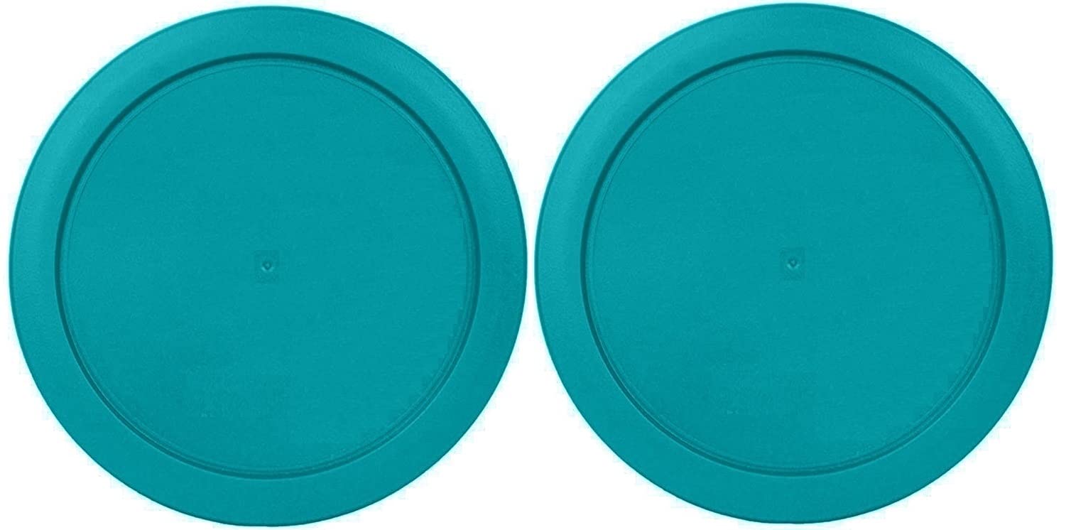 rivel Klareware 7 Cup Turquoise Round Plastic Food Storage Replacement Lids Covers for Klareware Anchor Hocking and Pyrex Glass Bowls (Container not Included) (2 Pack)