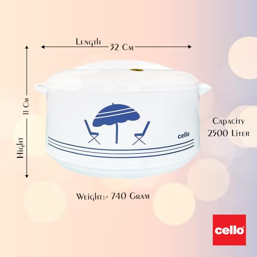 Cello Chef Deluxe Hot-Pot Insulated Casserole Food Warmer/Cooler, 2.5-Liter, Stainless Steel, White