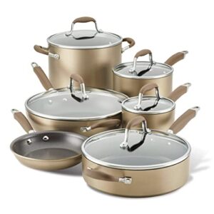 anolon advanced home hard-anodized nonstick 11-piece cookware set (bronze)