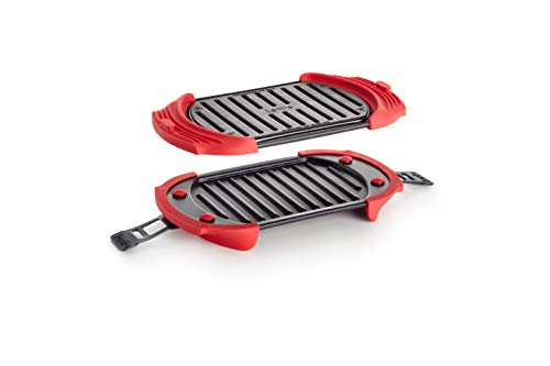 Lekue Microwave Grill, Sandwich Maker, Panini Press, 10 In x 5.7 In, Red