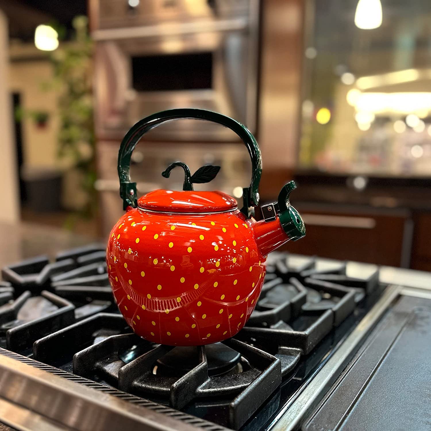 Whistling Tea Kettle for Stove Top Enamel on Steel Teakettle, Supreme Housewares Strawberry Fruit Decor Teapot Water Kettle Cute Kitchen Accessories Teteras (2.3 Quart, Strawberry)