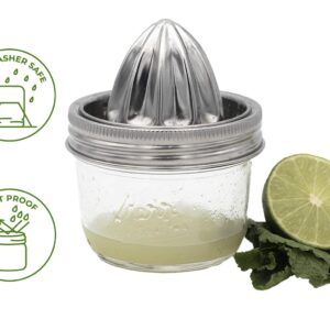 Stainless Steel Juicer Lid for Mason Jars | Metal Citrus Lemon Juice Squeezer Manual Juicer Mason Jar Top for Wide Mouth Jars | Citrus Lemon Orange Reamer Manual Hand Juicer Jar Lid - Wide Mouth