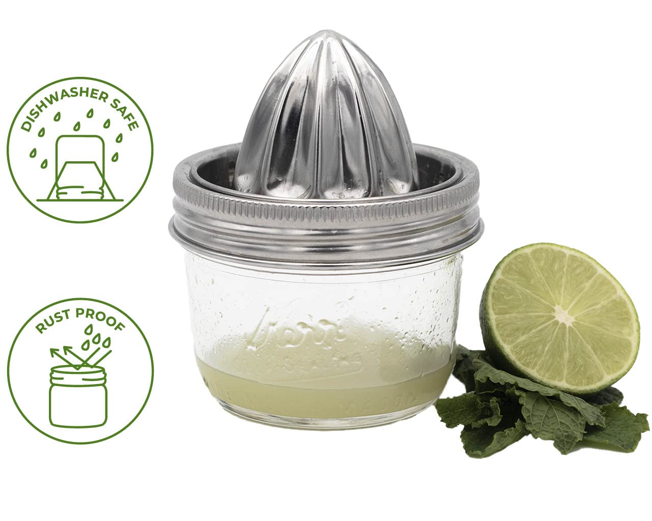 Stainless Steel Juicer Lid for Mason Jars | Metal Citrus Lemon Juice Squeezer Manual Juicer Mason Jar Top for Wide Mouth Jars | Citrus Lemon Orange Reamer Manual Hand Juicer Jar Lid - Wide Mouth