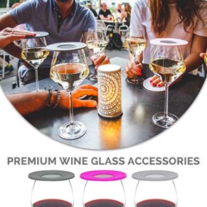 Premium Wine Glass Covers Set of 5 with 2 Bottle Stoppers-Outdoor Ventilated Wine Glass Covers for Bugs-Silicone & Stainless Steel Mug Cover Lid Set for Tumbler-Bug Fly Lids for Glasses-Amethyst Moon