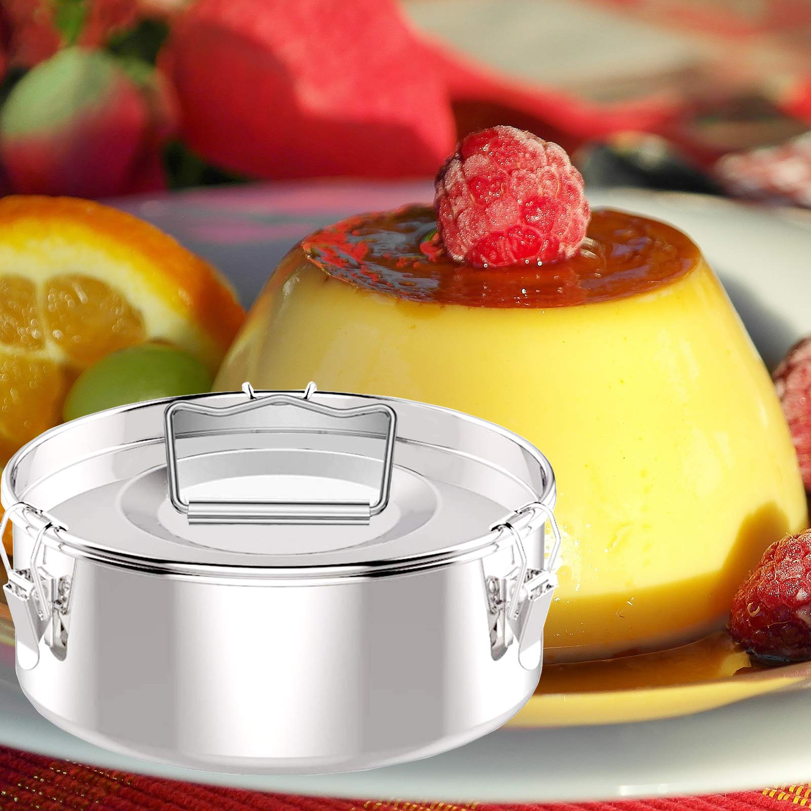 Flan Mold with Lid, Stainless Steel Flan Pan for Instant Pot 6QT(3QT, 8QT Avail) - Flanera Flan Maker Come with Rack and Spatula