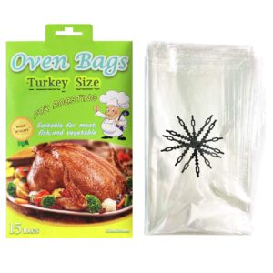 15 Counts Large Turkey Bags, Oven Bags for Cooking,Meat Roasting Bags Safe for Meats Turkey Fish Vegetables - 20×24 IN (1 PACK)