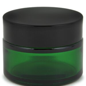 Vivaplex, 12, Green, 1 oz, Round Glass Jars, with Inner Liners and black Lids