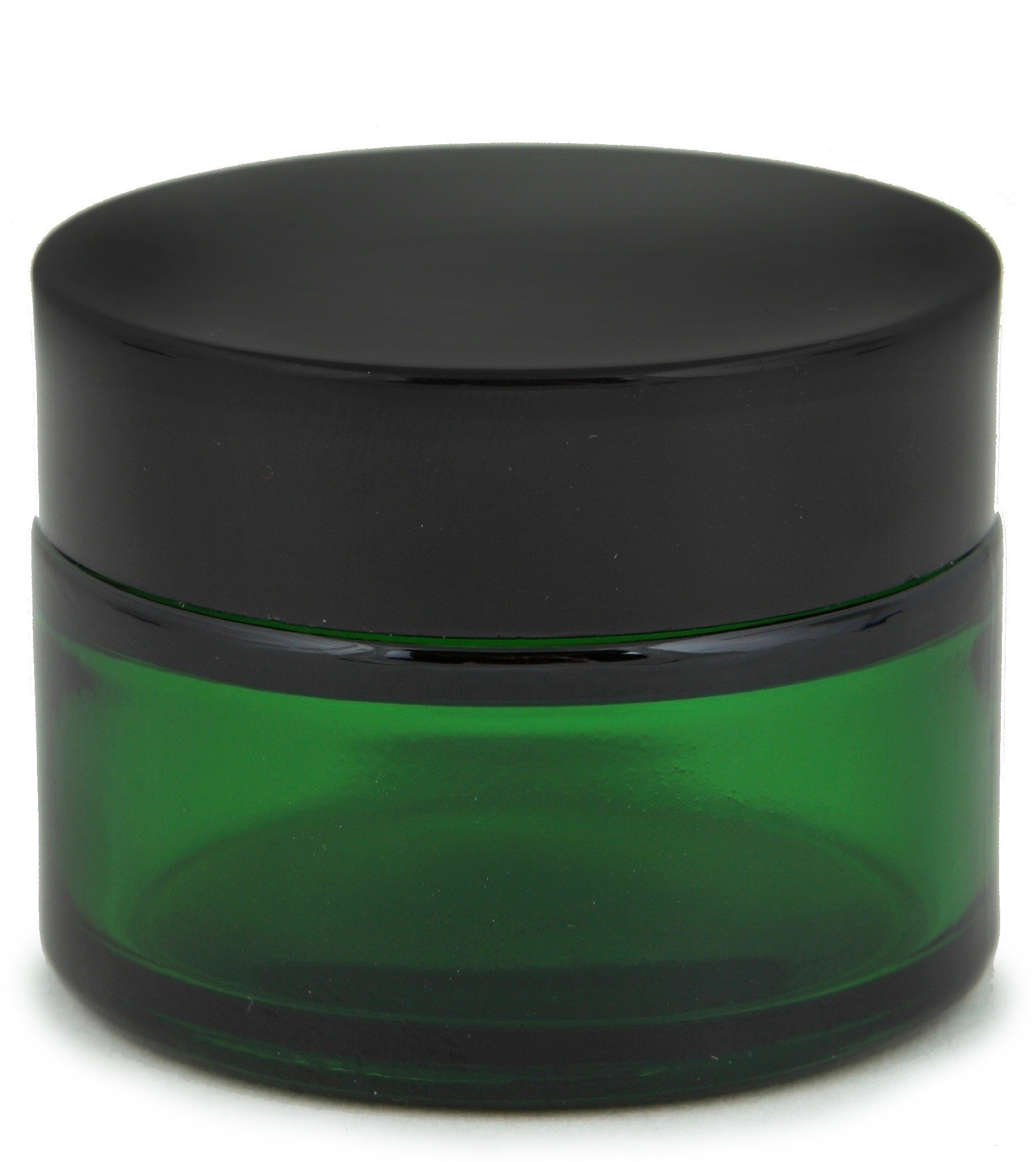 Vivaplex, 12, Green, 1 oz, Round Glass Jars, with Inner Liners and black Lids