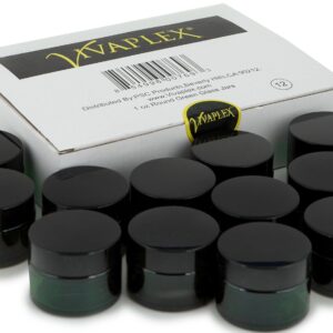 Vivaplex, 12, Green, 1 oz, Round Glass Jars, with Inner Liners and black Lids