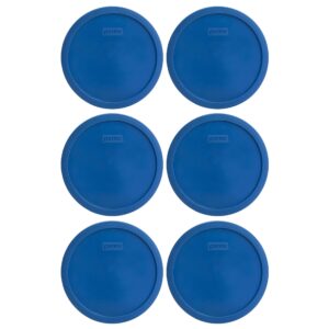 pyrex 7401-pc 3-cup lake blue round plastic food storage lid, made in usa - 6 pack