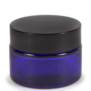 Vivaplex, 12, Cobalt Blue, 1 oz, Round Glass Jars, with Inner Liners and black Lids