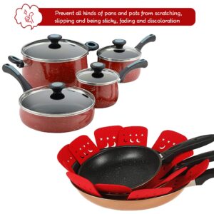 BYKITCHEN Pot and Pan Protectors, Pan Protector with Stars and Moons, Set of 12 and 3 Different Sizes, Larger&Thicker Red Pan Separators/Pot Protectors for Stacking and Protecting Your Cookware