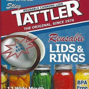 Authentic Tattler E-Z Seal Reusable Canning Lids - Wide Mouth - 1 Dozen (12) Plastic Lid/Rubber Ring - MADE IN THE USA!