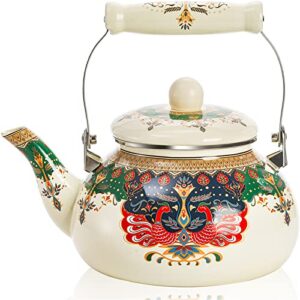 deayou 2.6 quart enamel tea kettle, 2.5l porcelain tea pot with handle for hot water, no whistling