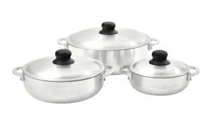 imusa usa 3 piece natural aluminum caldero set (1.6/3.2/4.6 quart), silver