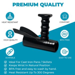 Pan Buddy™- Vertical Attachment for Pan Handle- Adds Leverage and Support- Makes Lifting Heavy Cookware Easier! (Black)