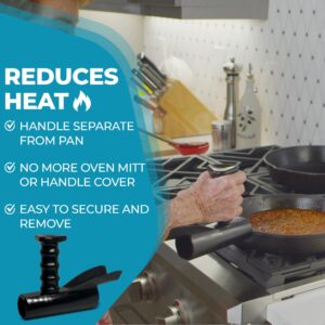 Pan Buddy™- Vertical Attachment for Pan Handle- Adds Leverage and Support- Makes Lifting Heavy Cookware Easier! (Black)