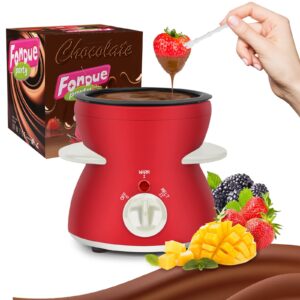 offkitsly fondue pot set, mini electric fondue pot set for melting chocolate cheese, chocolate meting pot fondue maker with dipping forks for holiday christmas birthday gift