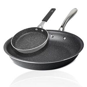 granitestone nonstick frying pan set, 9.5 inch & 5.5 inch, aluminum, diamond coated, oven/dishwasher safe, healthy & non toxic